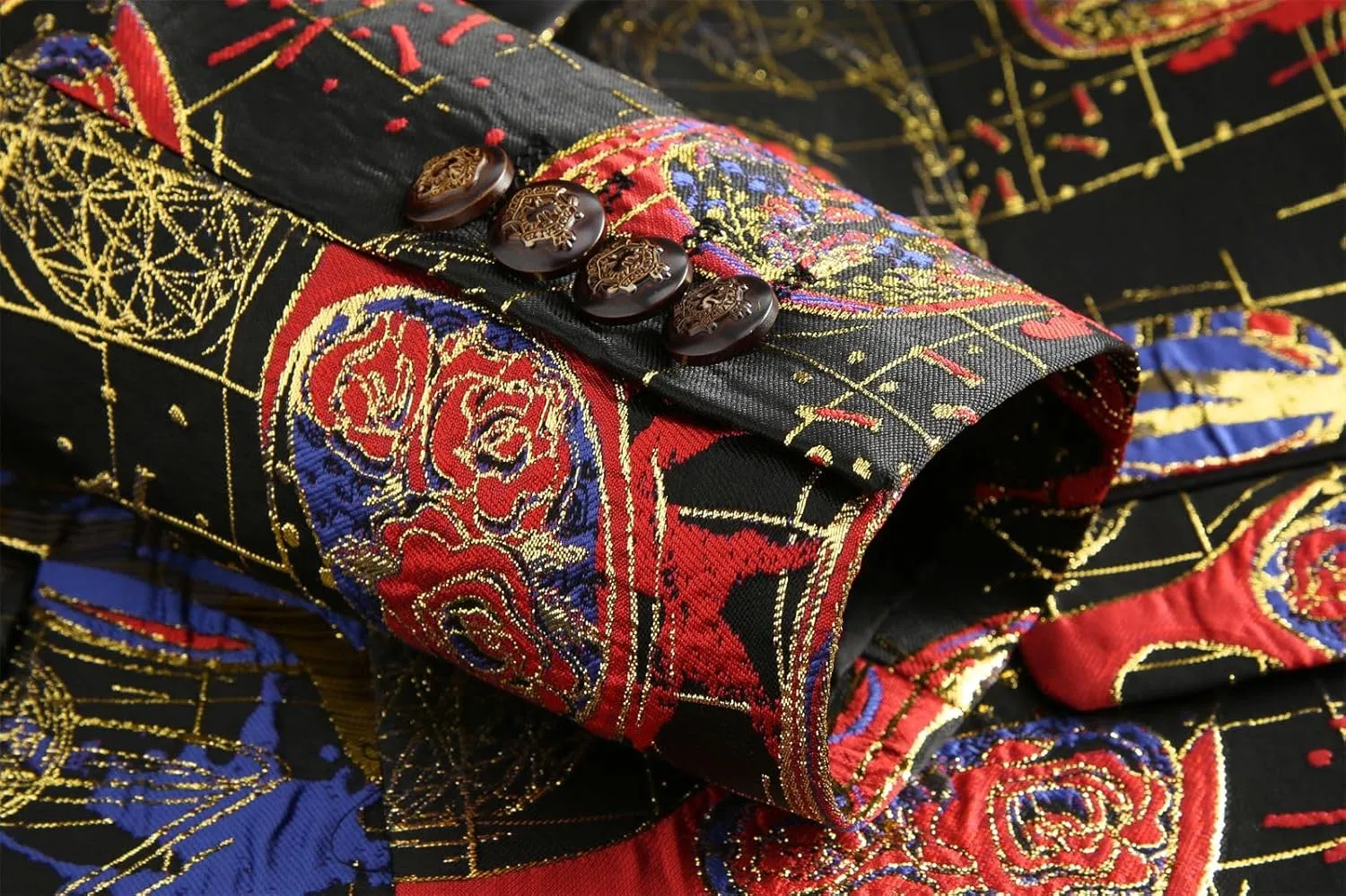 Mens Floral Suit Jacket Jacquard Paisley Luxury One Button Slim Fitted Business Wedding Tuxedo Suit Blazer Jacket