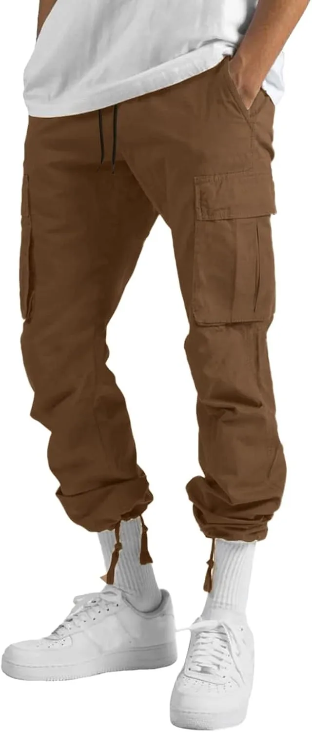 Men's Linen Pants Casual Twill Chino Lace Up Pants Fashion Baggy Sweatpants Lightweight Joggers Athletic Pants