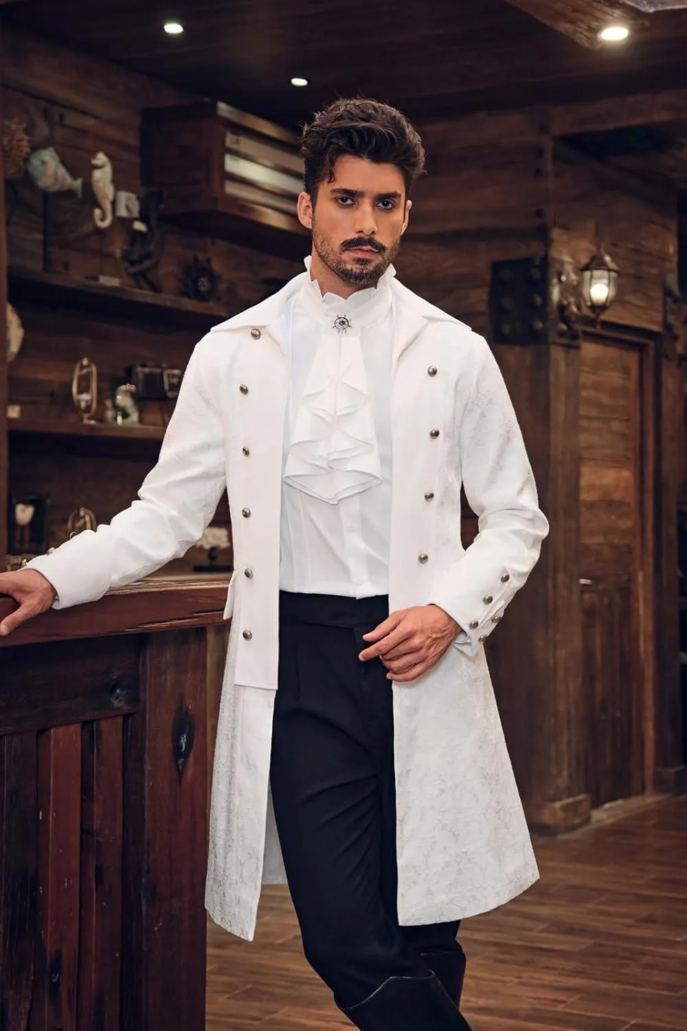 Mens Steampunk Medieval Jacket Pirate Viking Renaissance Costume Formal Tailcoat Gothic Victorian Halloween Tuxedo Coats
