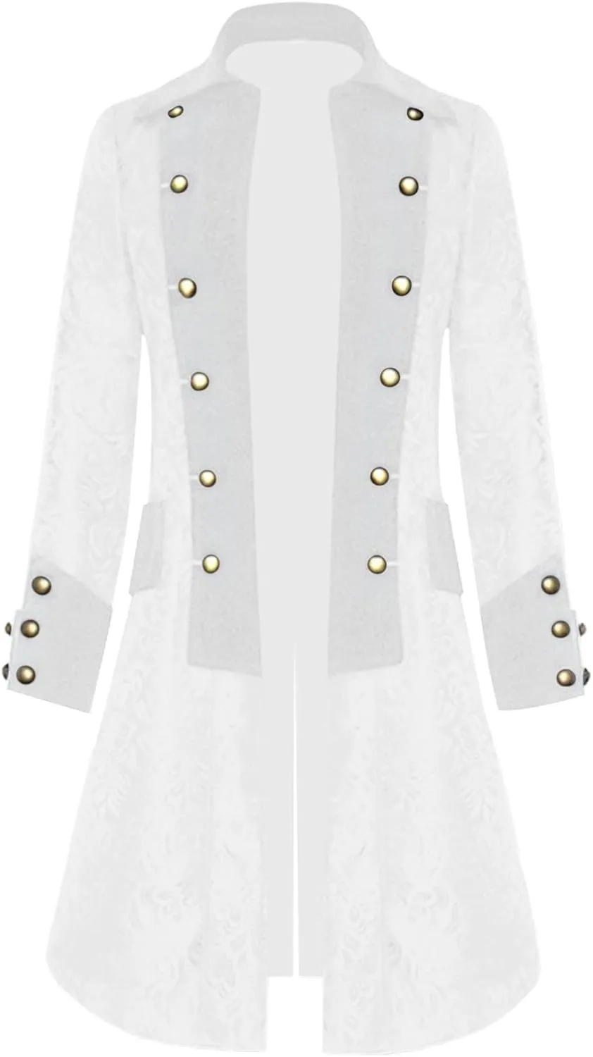 Mens Steampunk Medieval Jacket Pirate Viking Renaissance Costume Formal Tailcoat Gothic Victorian Halloween Tuxedo Coats