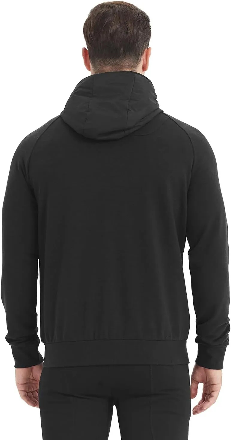 Merino Wool Jacket Men's Zip Up Hoodie Coat Long Sleeve Hooded Sweatshirt for Hiking,Hunting,Cycling,Sports