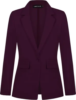 MINTLIMIT Purple Blazer Jacket for Women Notched Lapel Long Sleeve One Button Suit Jacket Tailored Outfit,M,Purple