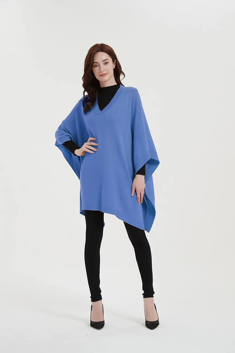 Modena Women's ExtraSoft Fine Knit Pullover Poncho. Sleeveless, Open Sides. V Neck Easy On and Off.
