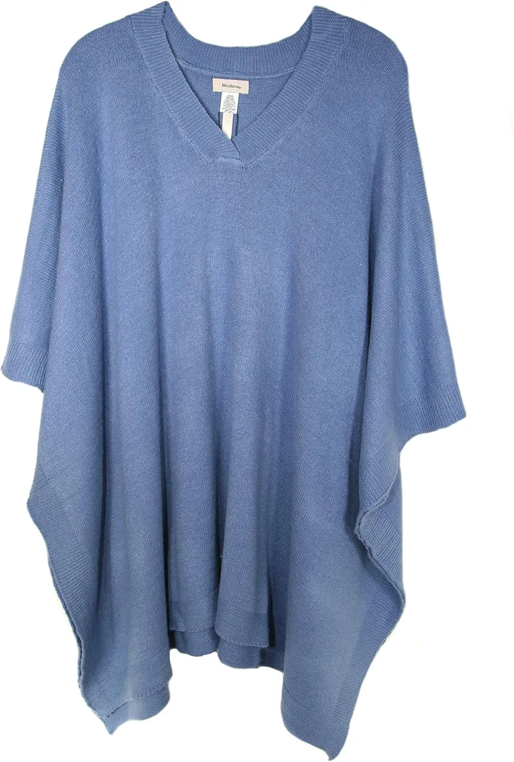 Modena Women's ExtraSoft Fine Knit Pullover Poncho. Sleeveless, Open Sides. V Neck Easy On and Off.