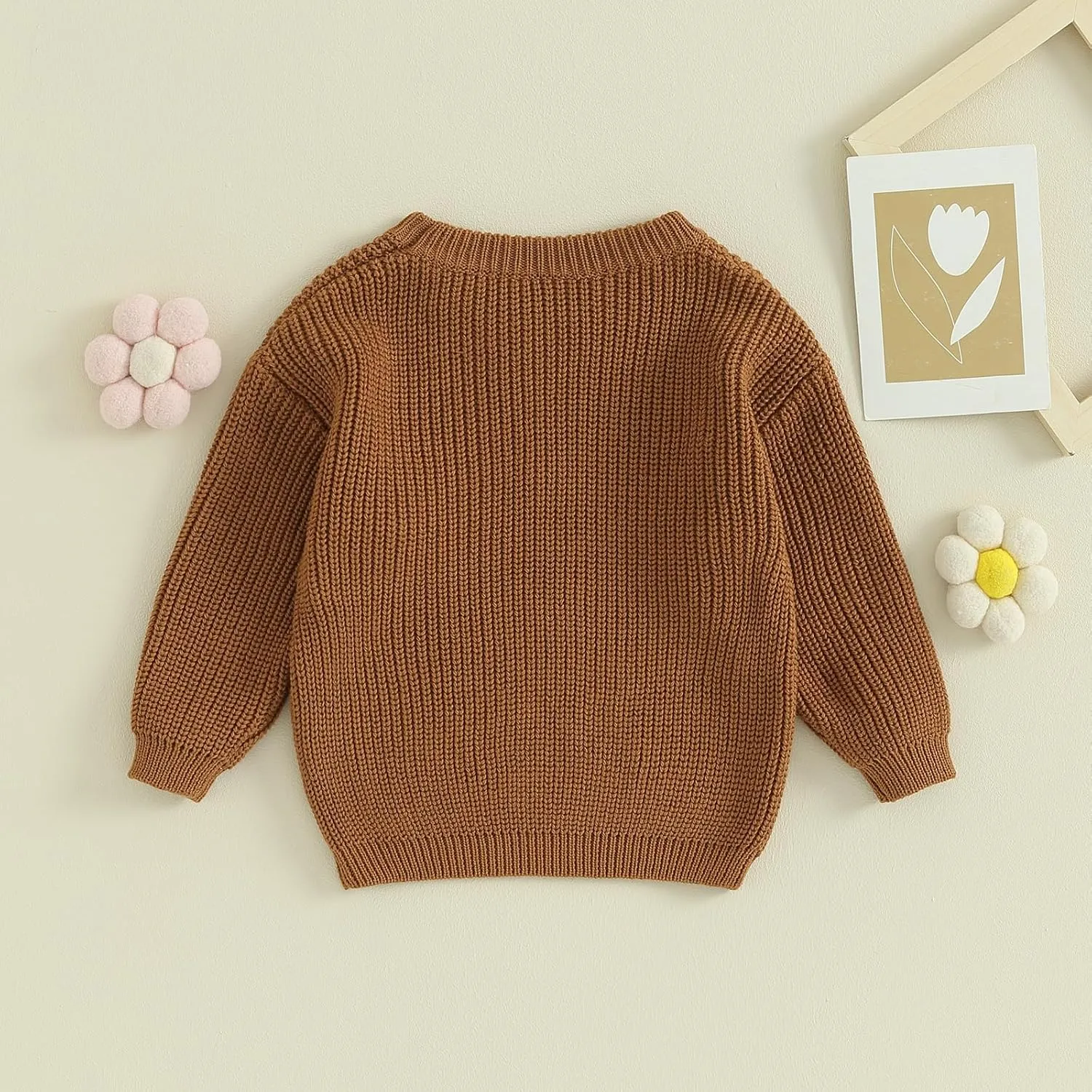 Mubineo Baby Girl Winter Clothes Cute Flower Sweater Crewneck Pullover Long Sleeve Knit Newborn Infant Sweaters
