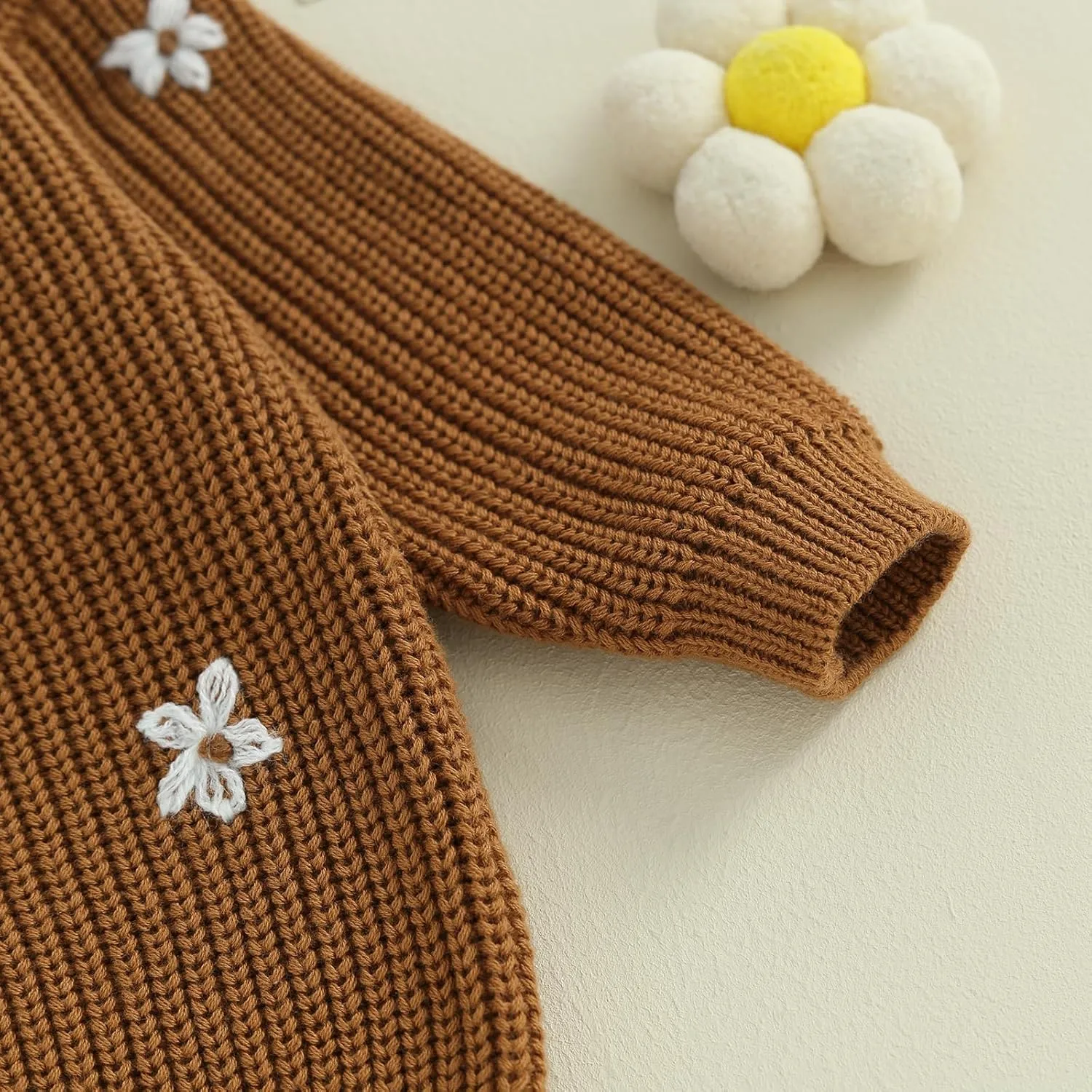 Mubineo Baby Girl Winter Clothes Cute Flower Sweater Crewneck Pullover Long Sleeve Knit Newborn Infant Sweaters
