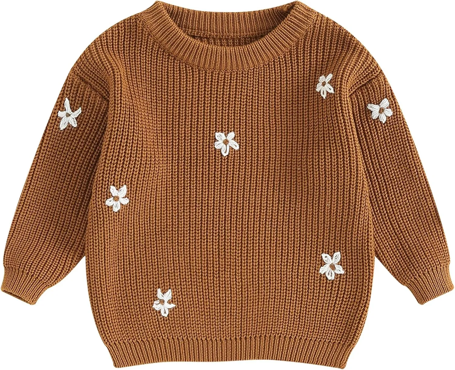 Mubineo Baby Girl Winter Clothes Cute Flower Sweater Crewneck Pullover Long Sleeve Knit Newborn Infant Sweaters