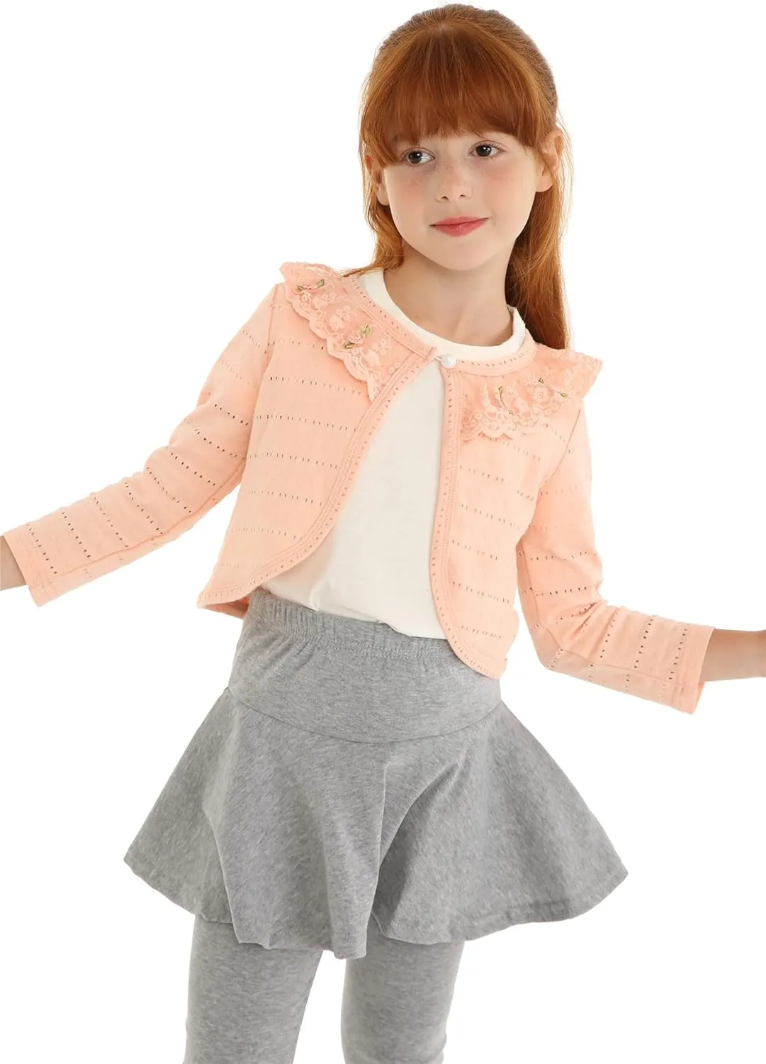 Mud Kingdom Little Girls Long Sleeve Bolero Shrug Lace Short Cardigan