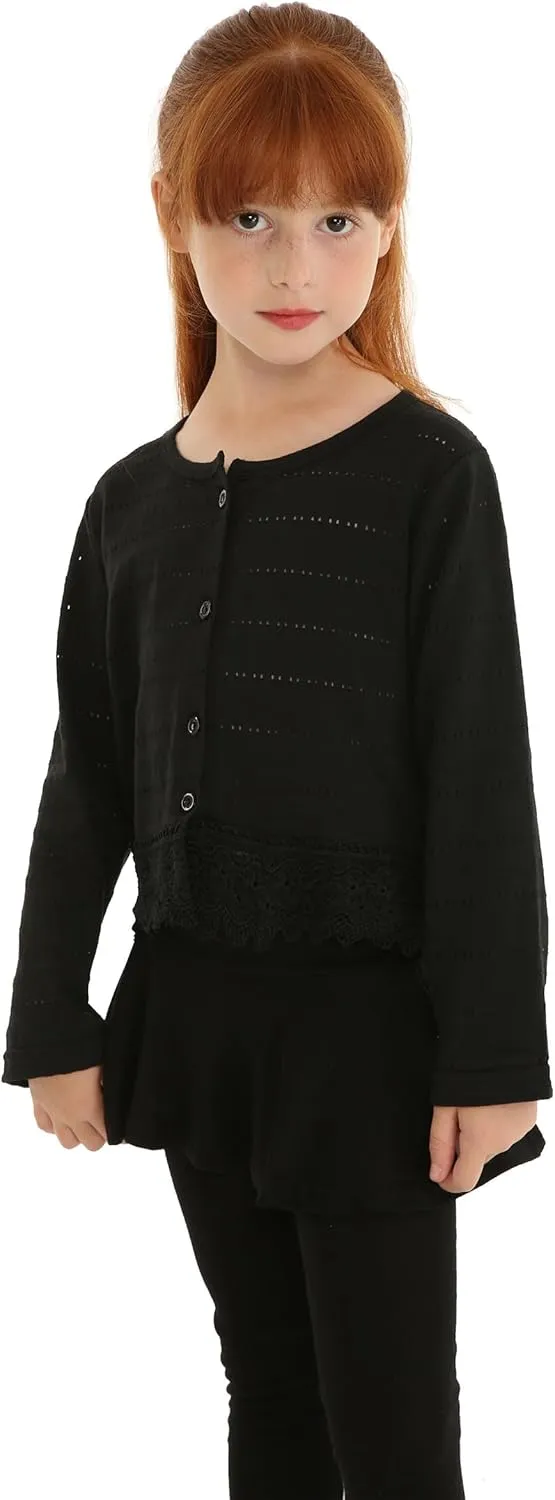 Mud Kingdom Little Girls Long Sleeve Bolero Shrug Lace Short Cardigan