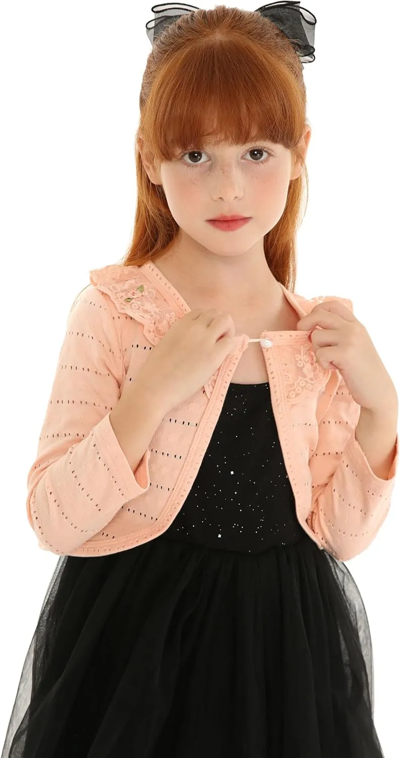 Mud Kingdom Little Girls Long Sleeve Bolero Shrug Lace Short Cardigan