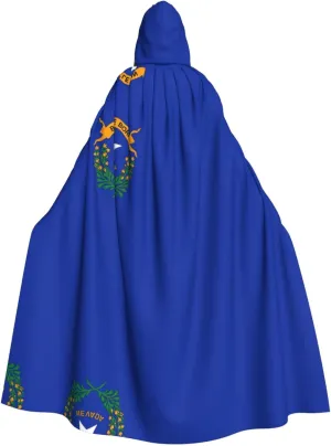 Nevada State Flag Print Long Cape Unisex Cloak With Hood Halloween Costume Cloak Adult Vampire Witch Cape