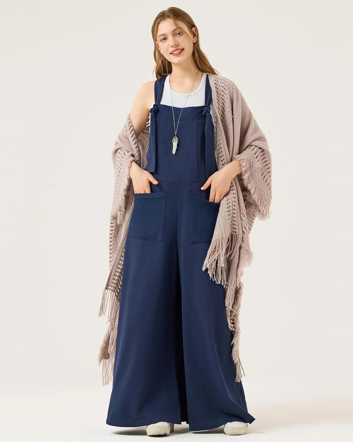 noflik Women's Boho Open Front Fringe Poncho Shawl Sweater Cardigan Long
