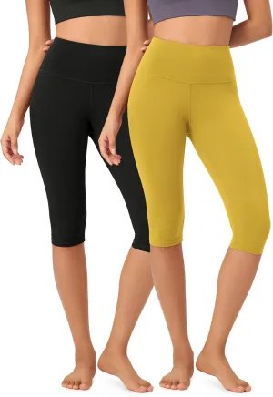 ODODOS 2-Pack Buttery Soft Lounge Yoga Capris for Women, 14" / 19" / 21" High Waist Capri Leggings