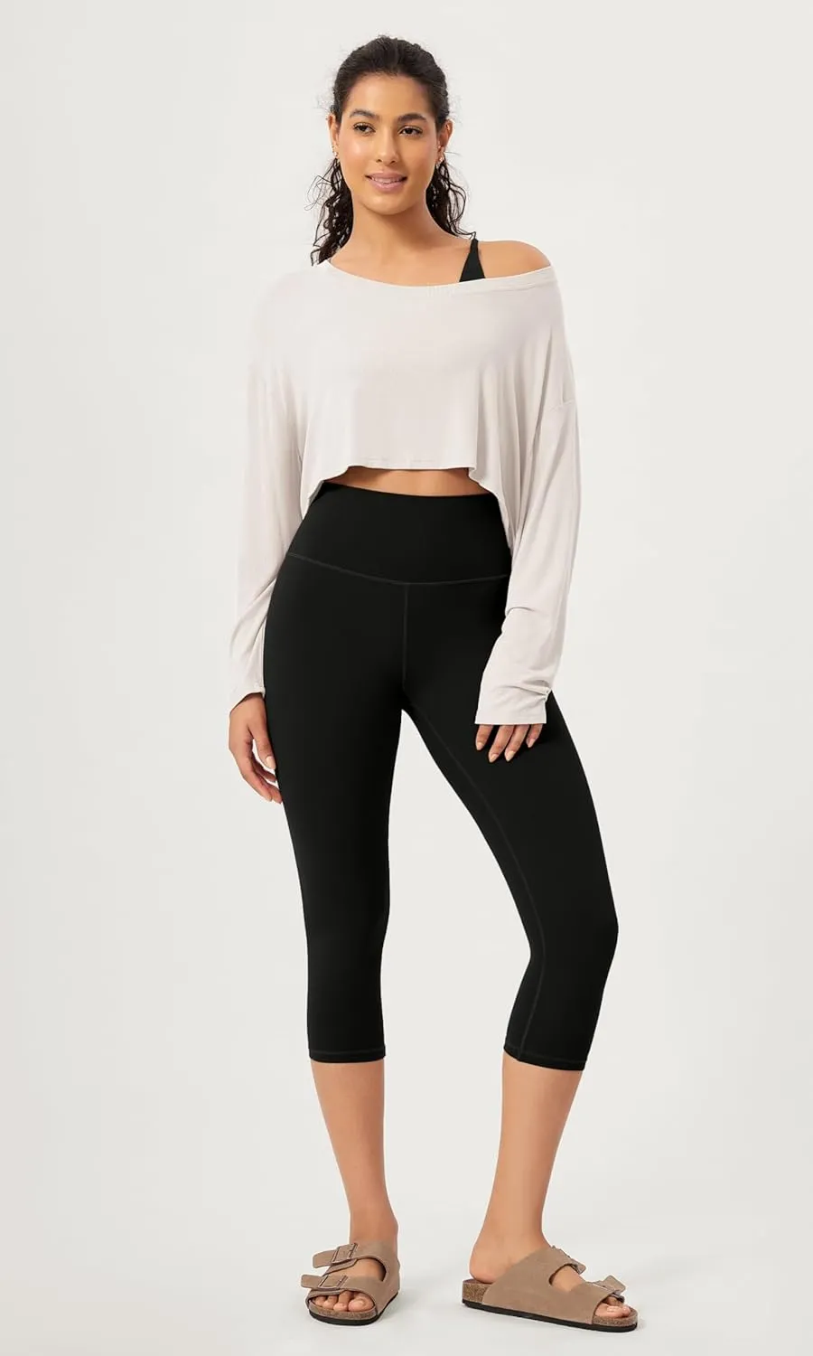 ODODOS 2-Pack Buttery Soft Lounge Yoga Capris for Women, 14" / 19" / 21" High Waist Capri Leggings
