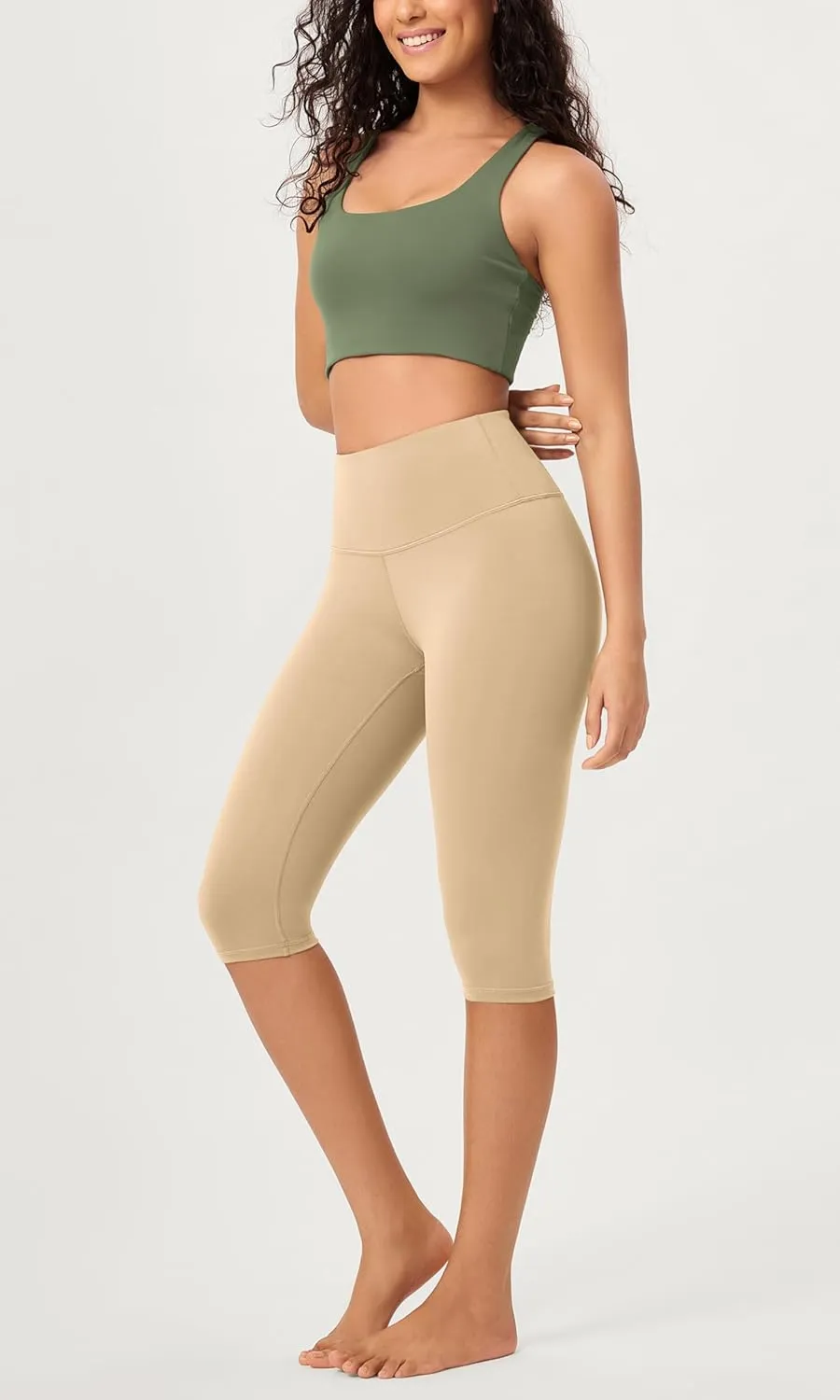 ODODOS 2-Pack Buttery Soft Lounge Yoga Capris for Women, 14" / 19" / 21" High Waist Capri Leggings