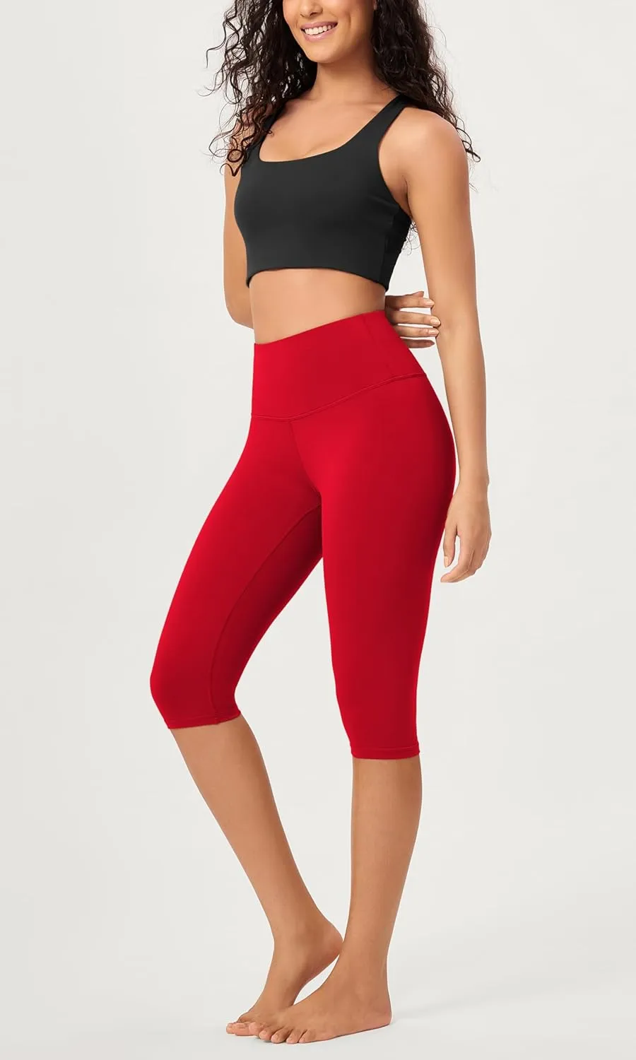 ODODOS 2-Pack Buttery Soft Lounge Yoga Capris for Women, 14" / 19" / 21" High Waist Capri Leggings