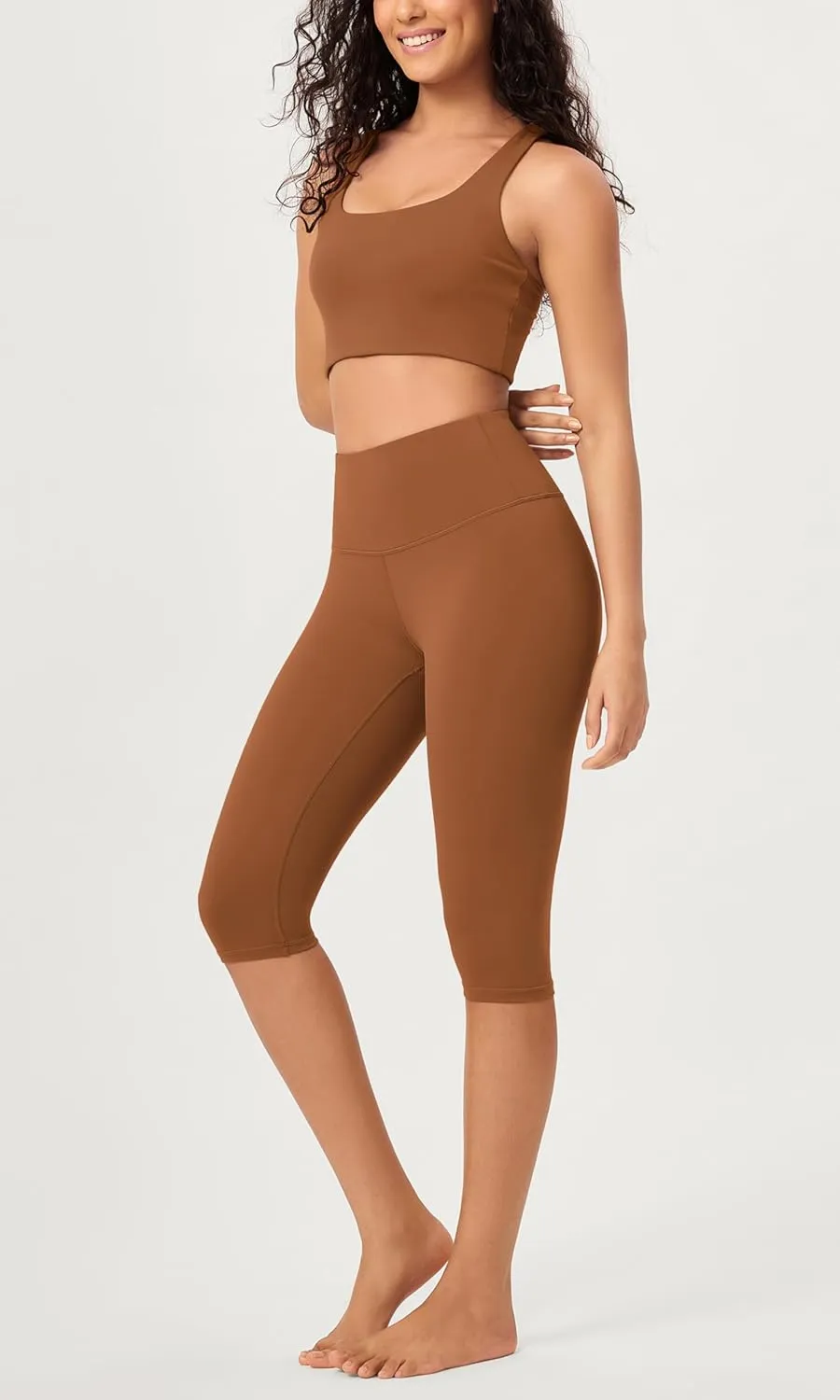 ODODOS 2-Pack Buttery Soft Lounge Yoga Capris for Women, 14" / 19" / 21" High Waist Capri Leggings