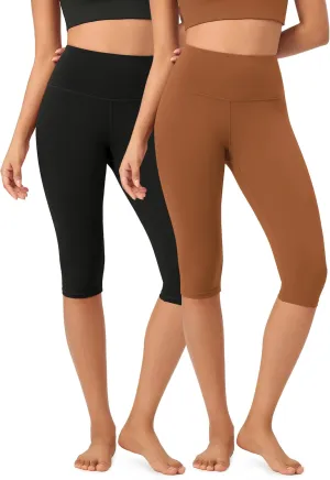 ODODOS 2-Pack Buttery Soft Lounge Yoga Capris for Women, 14" / 19" / 21" High Waist Capri Leggings