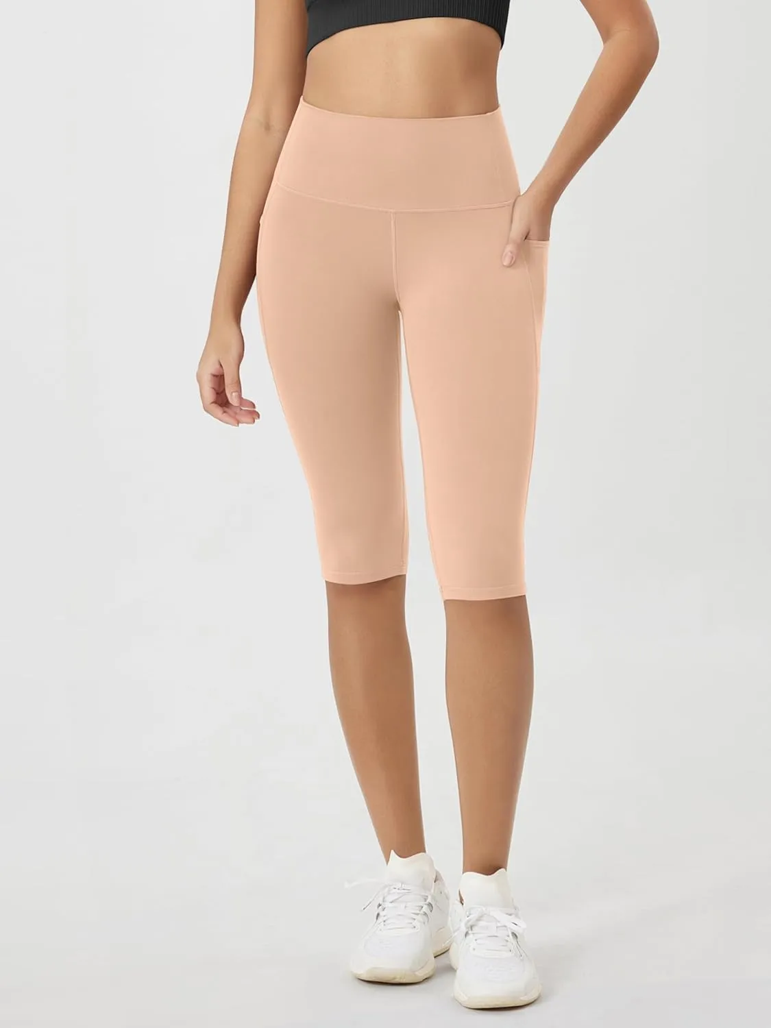 ODODOS Buttery Soft Lounge Yoga Capris with Pockets for Women, 14" / 19" / 21" High Waist Capri Leggings