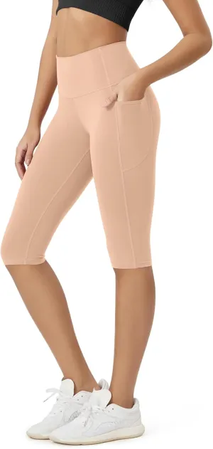 ODODOS Buttery Soft Lounge Yoga Capris with Pockets for Women, 14" / 19" / 21" High Waist Capri Leggings