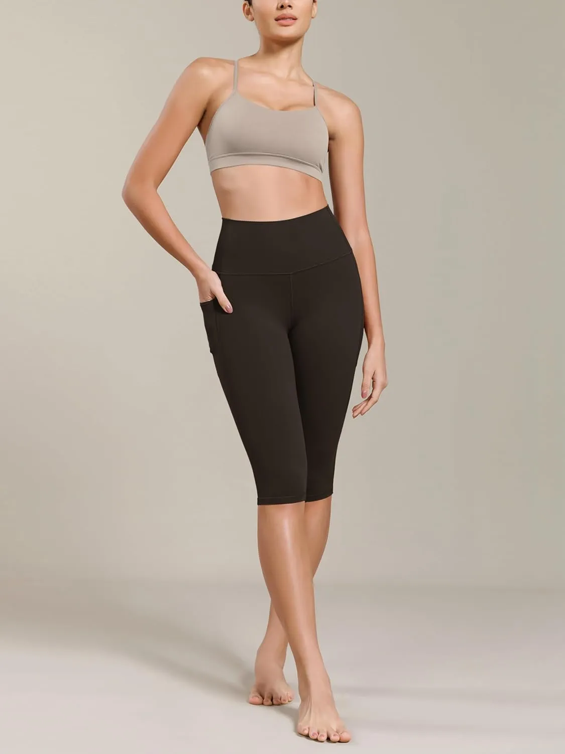ODODOS Buttery Soft Lounge Yoga Capris with Pockets for Women, 14" / 19" / 21" High Waist Capri Leggings