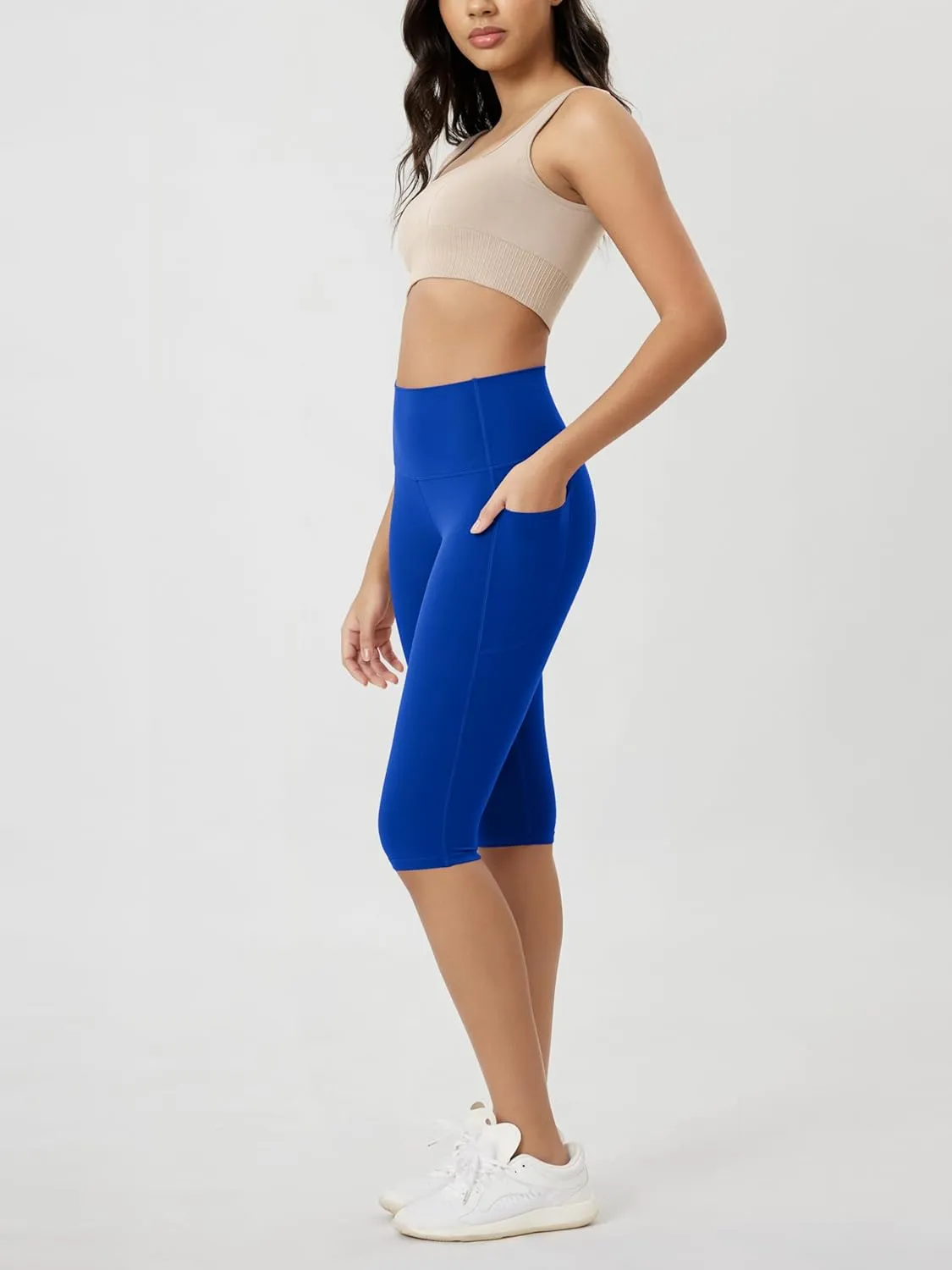 ODODOS Buttery Soft Lounge Yoga Capris with Pockets for Women, 14" / 19" / 21" High Waist Capri Leggings