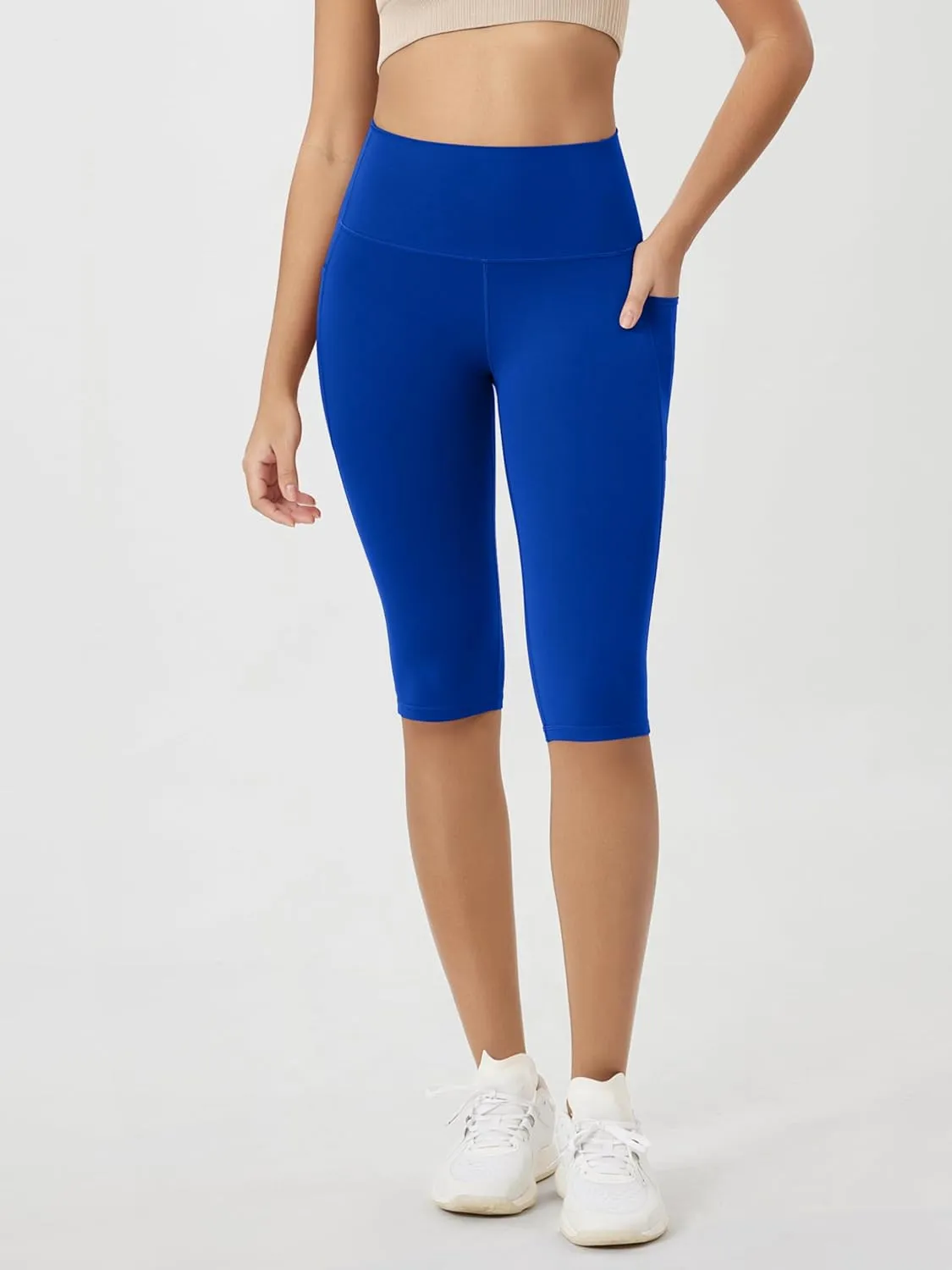 ODODOS Buttery Soft Lounge Yoga Capris with Pockets for Women, 14" / 19" / 21" High Waist Capri Leggings