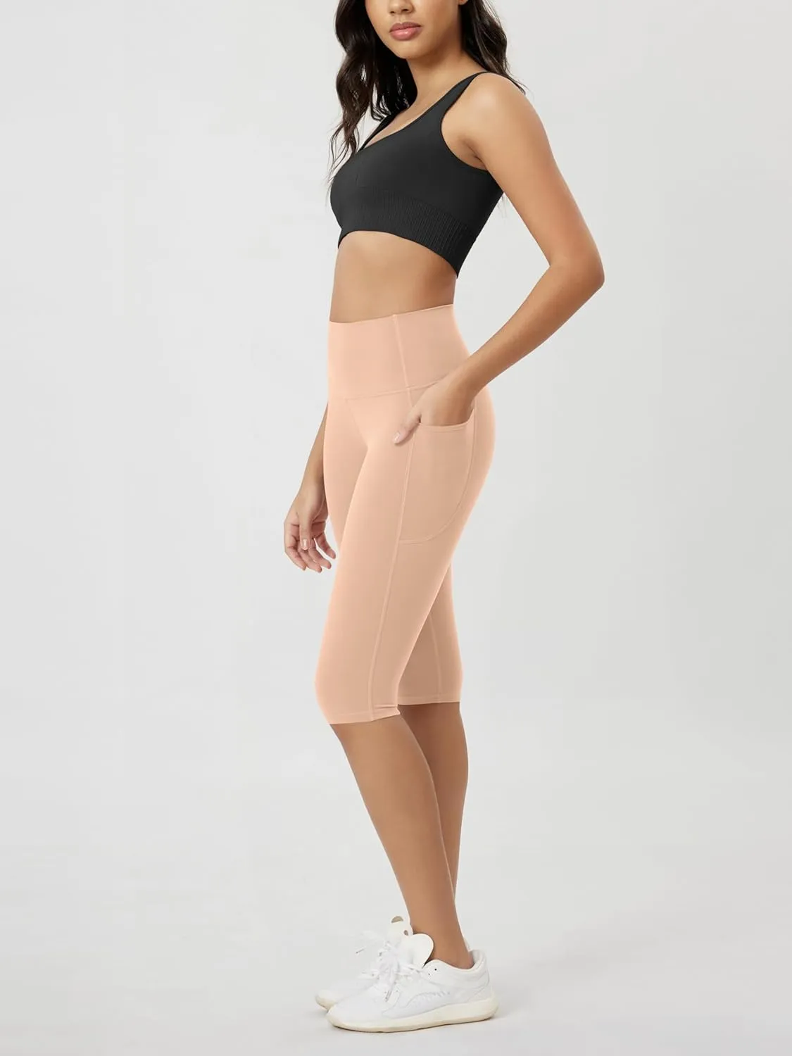 ODODOS Buttery Soft Lounge Yoga Capris with Pockets for Women, 14" / 19" / 21" High Waist Capri Leggings