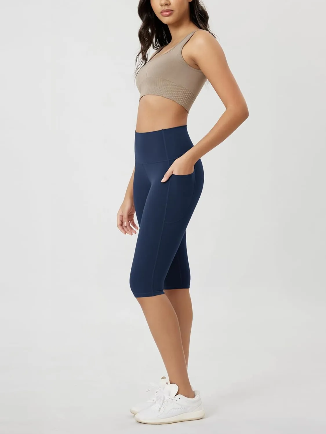 ODODOS Buttery Soft Lounge Yoga Capris with Pockets for Women, 14" / 19" / 21" High Waist Capri Leggings