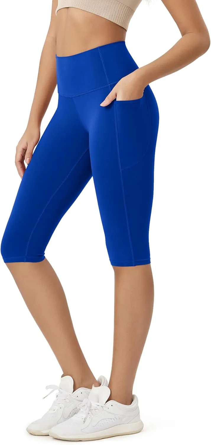 ODODOS Buttery Soft Lounge Yoga Capris with Pockets for Women, 14" / 19" / 21" High Waist Capri Leggings
