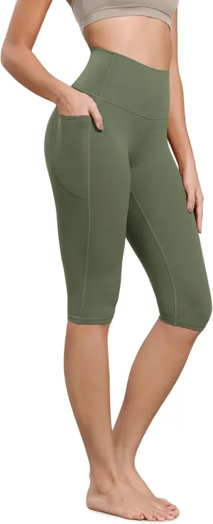 ODODOS Buttery Soft Lounge Yoga Capris with Pockets for Women, 14" / 19" / 21" High Waist Capri Leggings