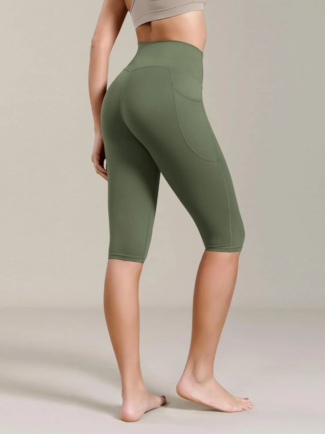 ODODOS Buttery Soft Lounge Yoga Capris with Pockets for Women, 14" / 19" / 21" High Waist Capri Leggings