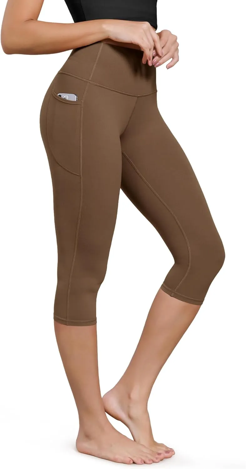 ODODOS Buttery Soft Lounge Yoga Capris with Pockets for Women, 14" / 19" / 21" High Waist Capri Leggings