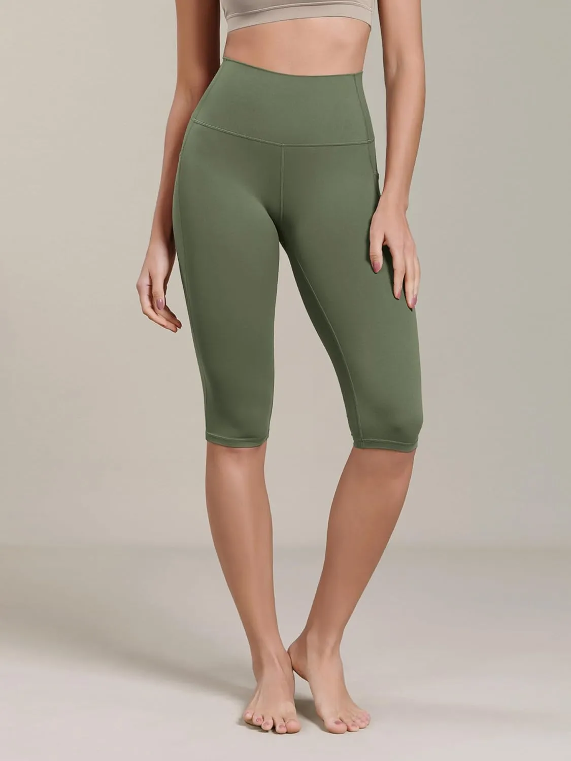 ODODOS Buttery Soft Lounge Yoga Capris with Pockets for Women, 14" / 19" / 21" High Waist Capri Leggings