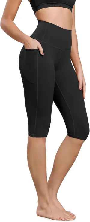 ODODOS Buttery Soft Lounge Yoga Capris with Pockets for Women, 14" / 19" / 21" High Waist Capri Leggings