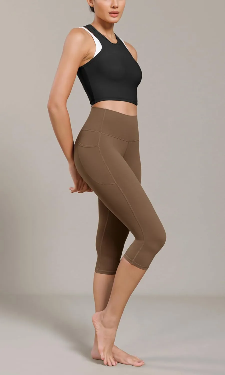 ODODOS Buttery Soft Lounge Yoga Capris with Pockets for Women, 14" / 19" / 21" High Waist Capri Leggings
