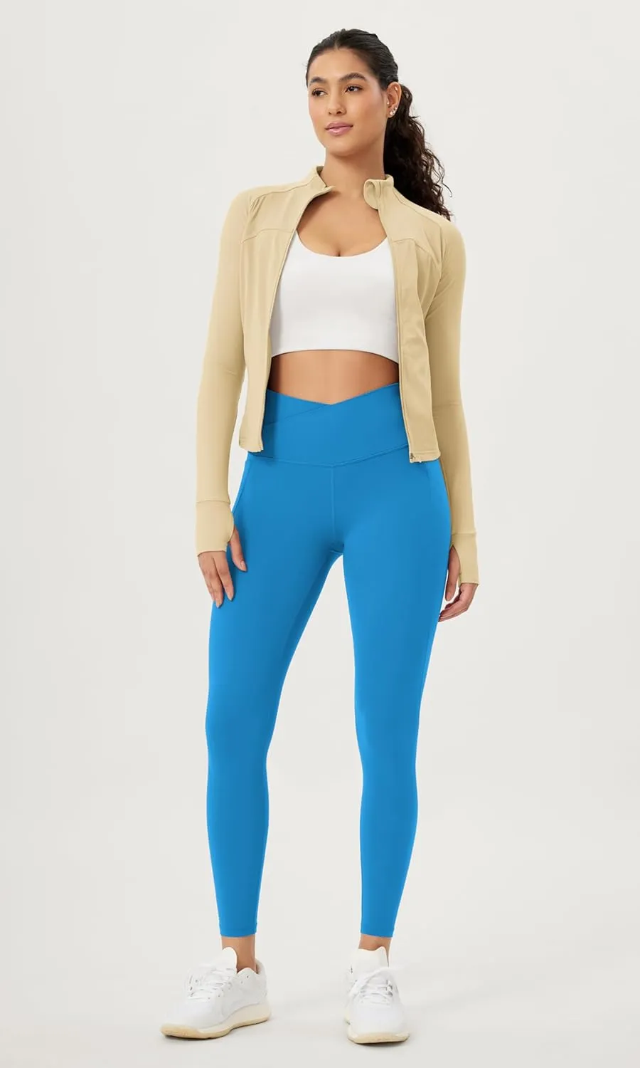 ODODOS Cloud Feeling Crossover 7/8 Leggings with Pockets for Women 25" / 28" V High Wasit Lounge Yoga Pants