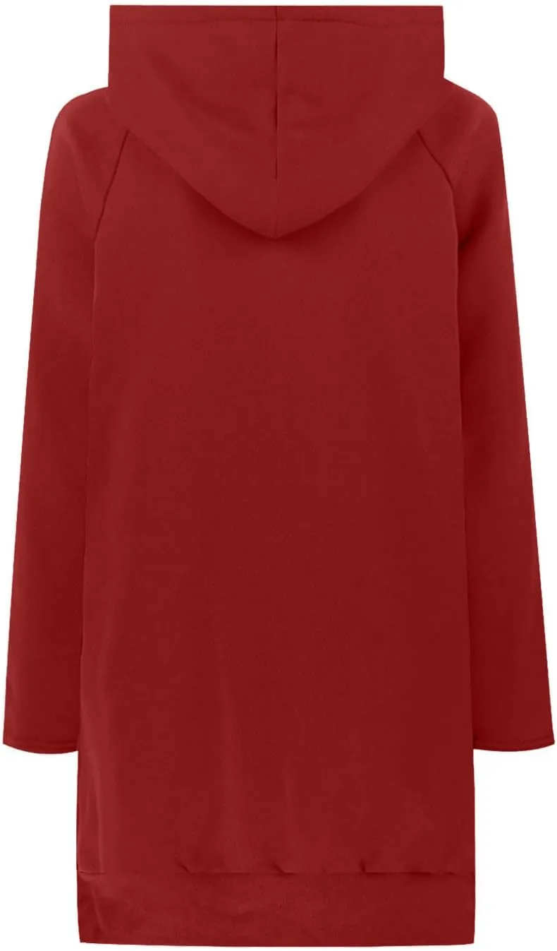 oiangi Hoodies for Women Pullover Fall Winter Trendy Oversized Long Sleeve Drawstring Side Slit Hem Sweatshirt Dress Pockets