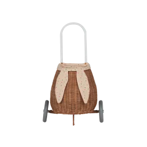 Olli Ella Rattan Bunny Luggy with Lining - Gumdrop