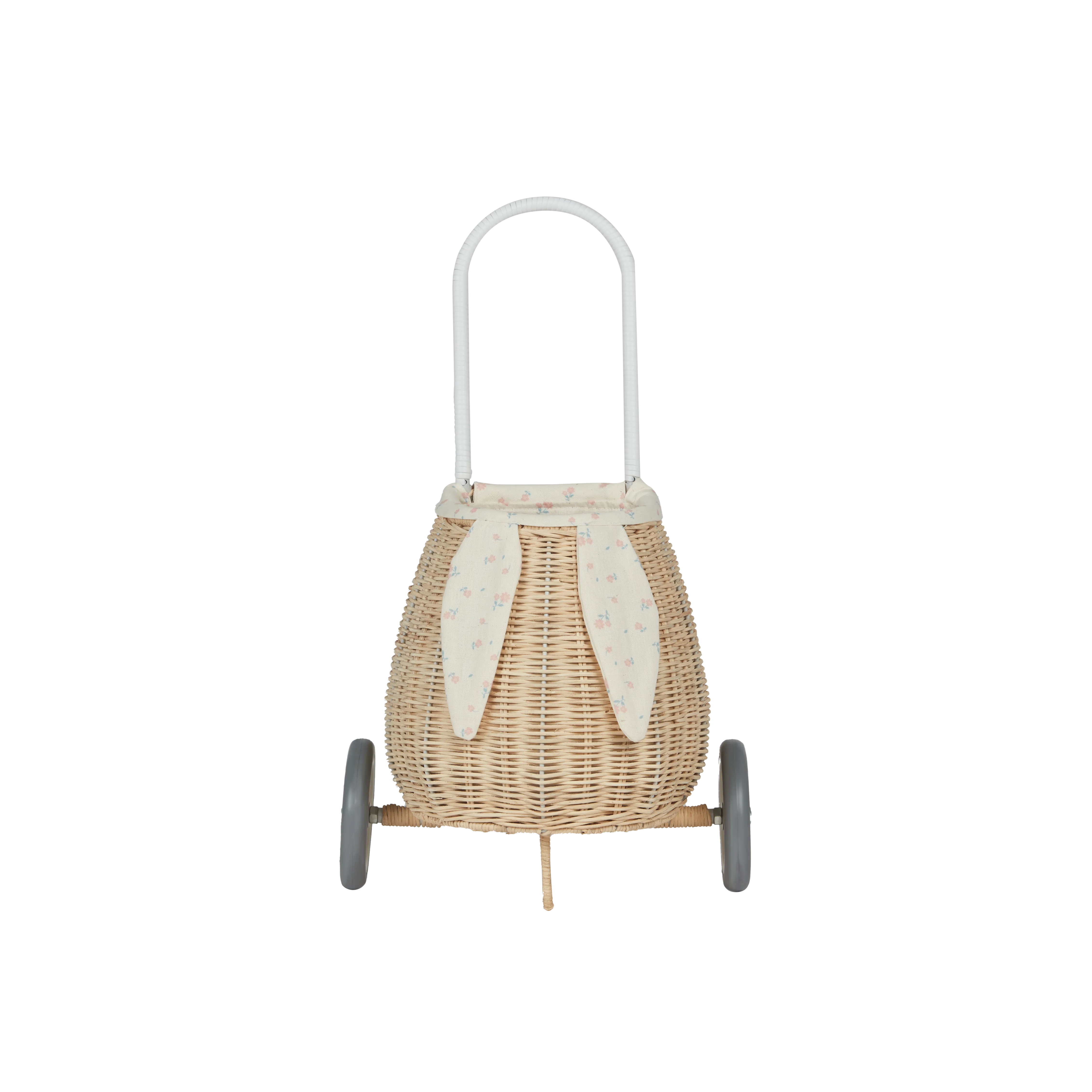 Olli Ella Rattan Bunny Luggy with Lining - Pansy