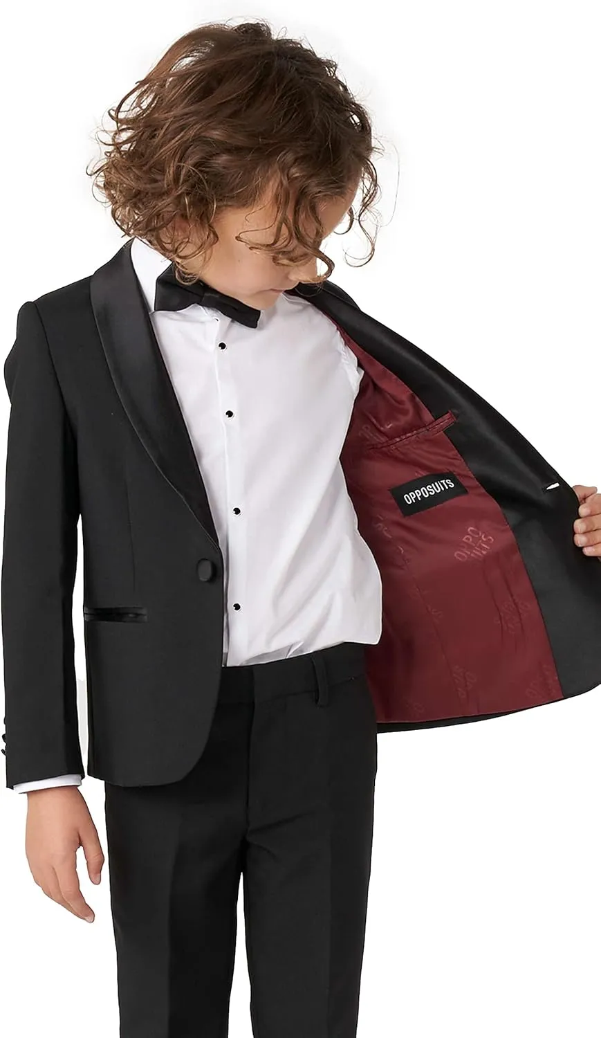 Opposuits Boys Formal Outfit - Premium Tuxedo Suit - Slim Fit -Includes Blazer, Pants and Bow Tie