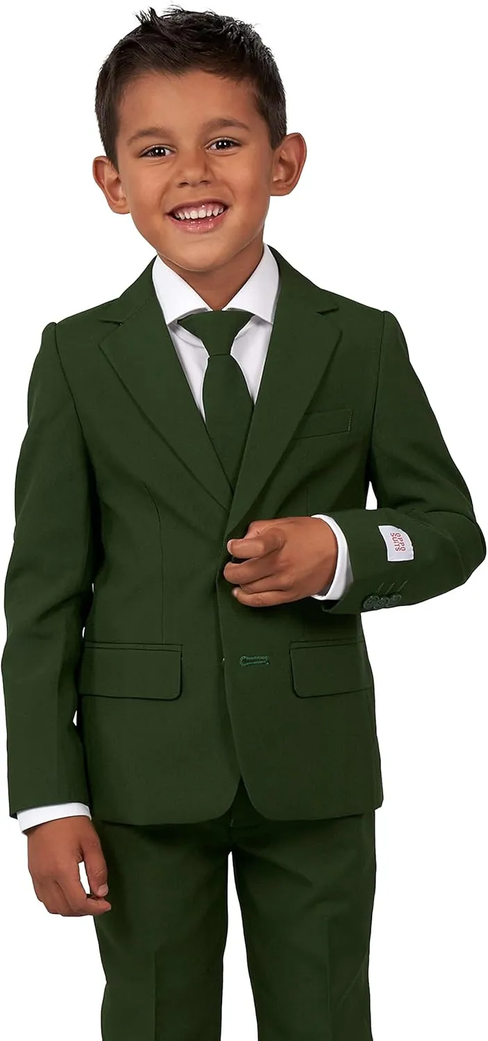 Opposuits Boys Solid Color Party Suit - Prom and Wedding Party Outfit - Including Blazer, Pants and Tie