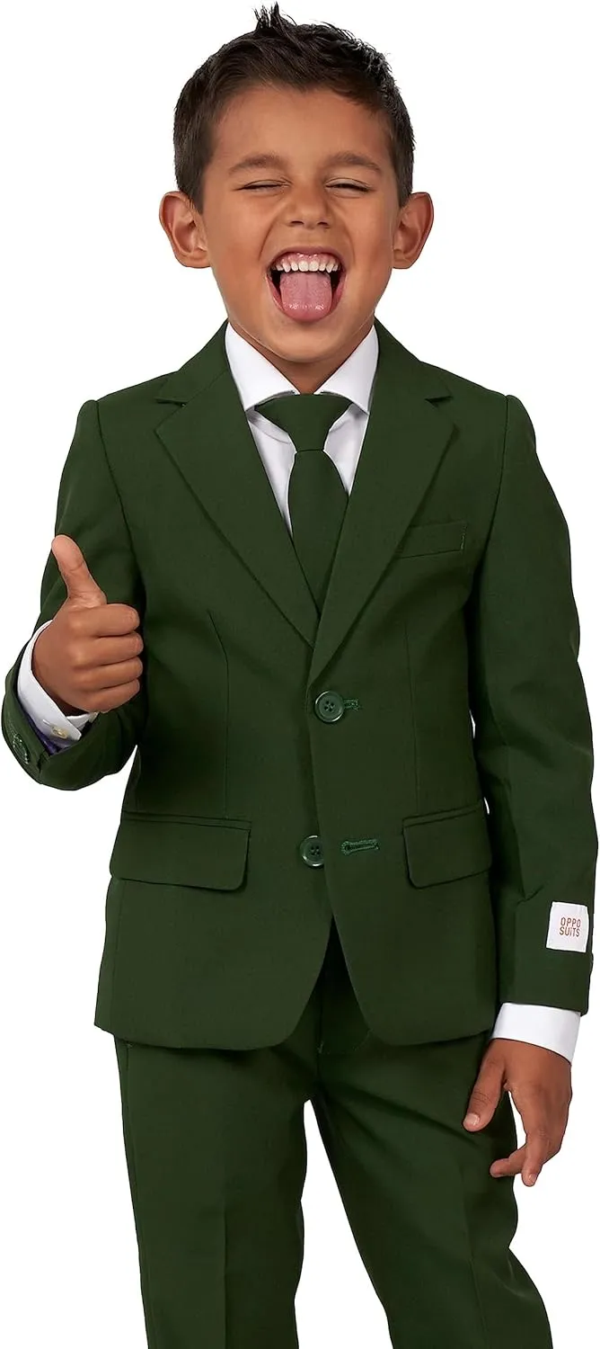Opposuits Boys Solid Color Party Suit - Prom and Wedding Party Outfit - Including Blazer, Pants and Tie