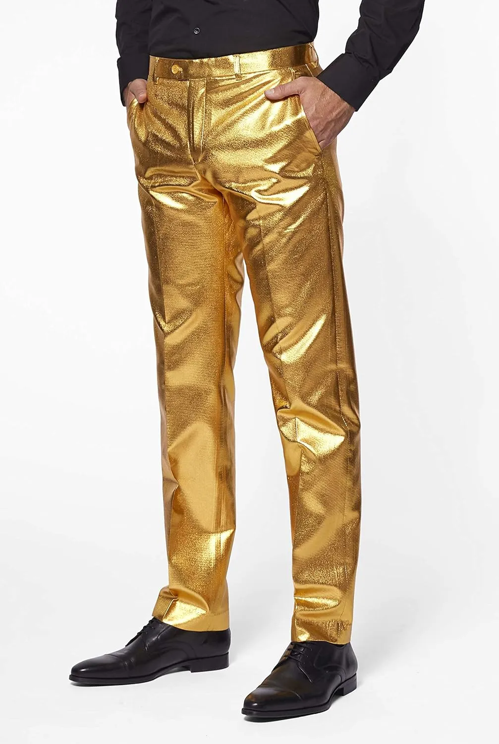 Opposuits Men's Gold Party Suit - New Years and Christmas Party Costume Metallic - Includes Matching Jacket, Pants & Tie