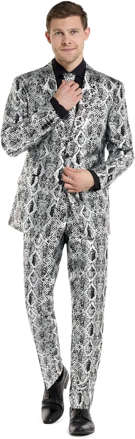 Opposuits Men's Gold Party Suit - New Years and Christmas Party Costume Metallic - Includes Matching Jacket, Pants & Tie