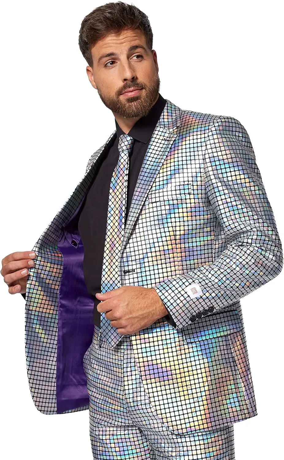 Opposuits Men's Gold Party Suit - New Years and Christmas Party Costume Metallic - Includes Matching Jacket, Pants & Tie