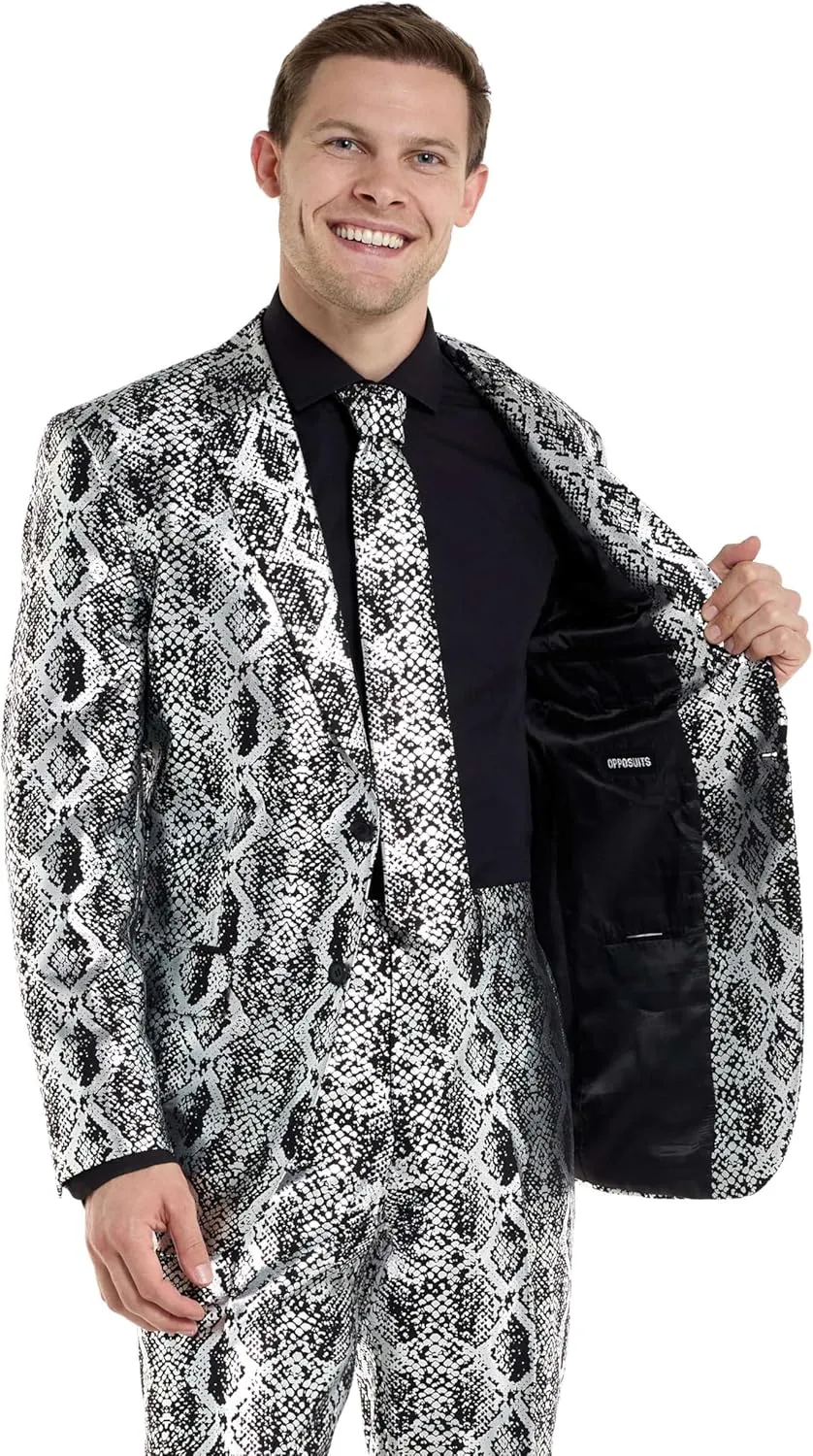Opposuits Men's Gold Party Suit - New Years and Christmas Party Costume Metallic - Includes Matching Jacket, Pants & Tie