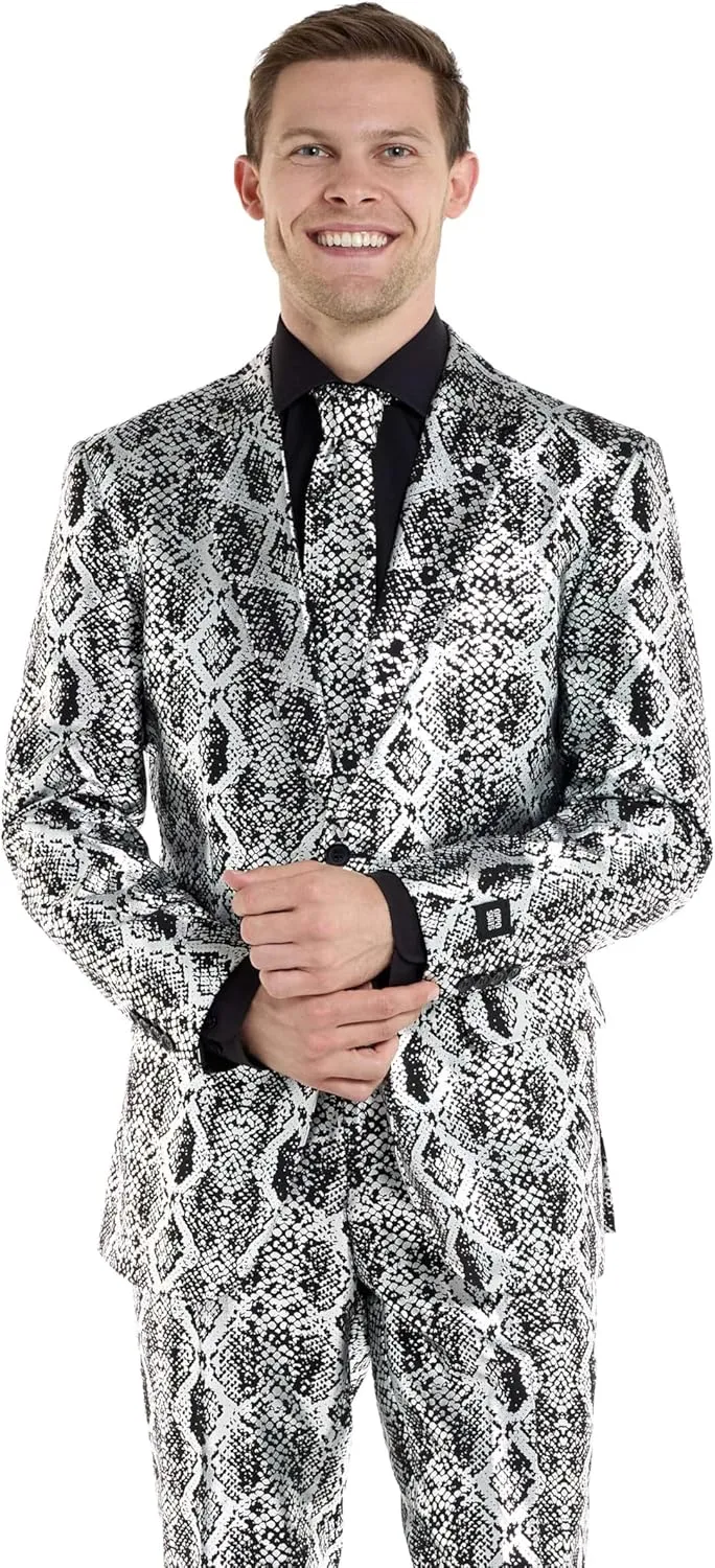 Opposuits Men's Gold Party Suit - New Years and Christmas Party Costume Metallic - Includes Matching Jacket, Pants & Tie