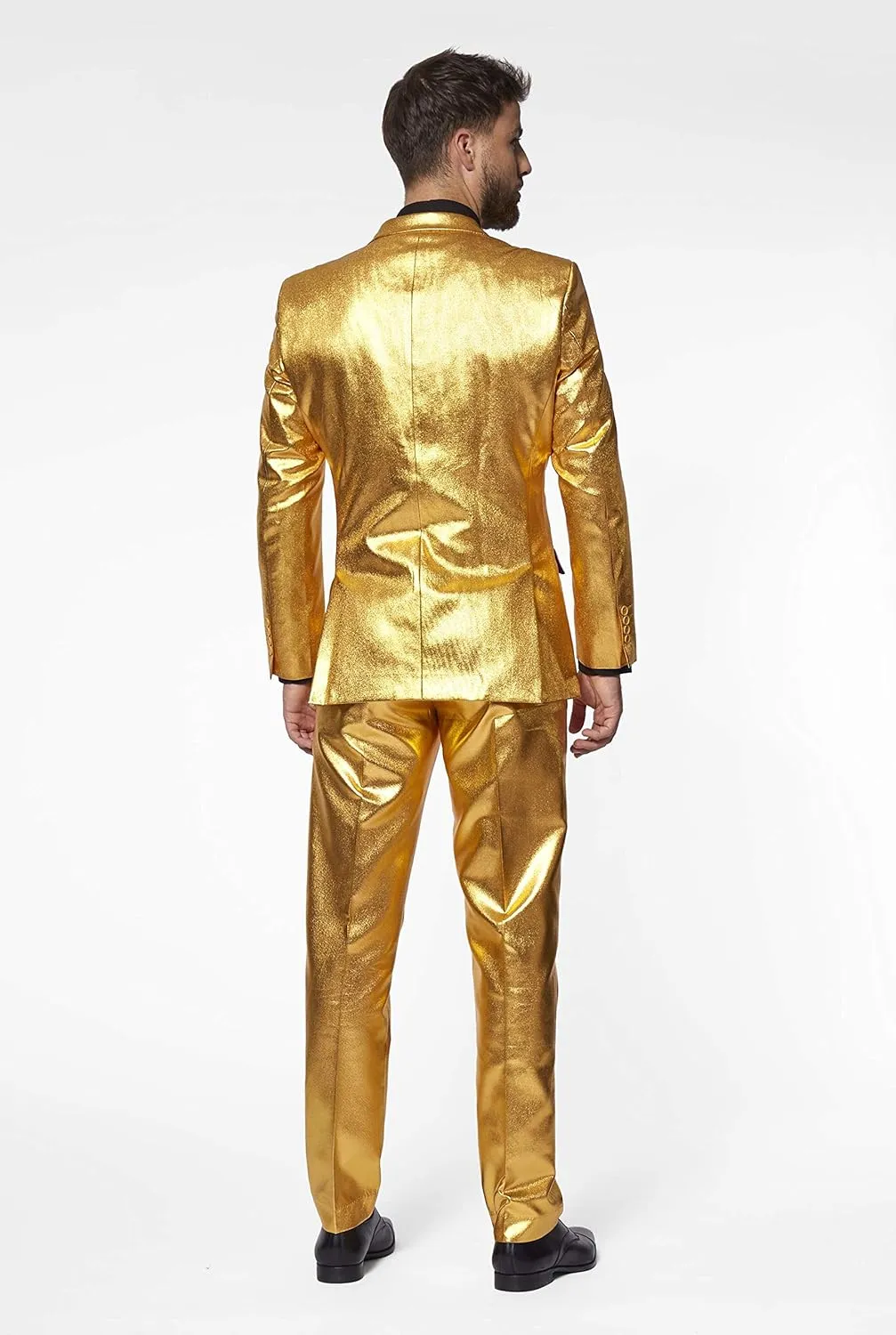Opposuits Men's Gold Party Suit - New Years and Christmas Party Costume Metallic - Includes Matching Jacket, Pants & Tie