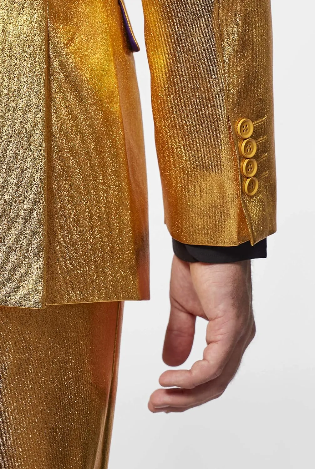 Opposuits Men's Gold Party Suit - New Years and Christmas Party Costume Metallic - Includes Matching Jacket, Pants & Tie